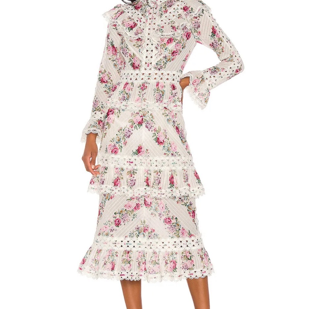 Zimmermann Floral white ruffled dress
